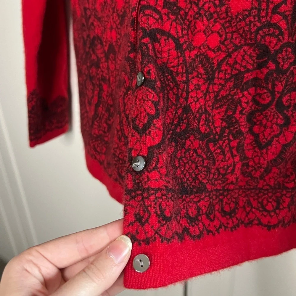 Charter Club 100% Cashmere Lace Print Cardigan